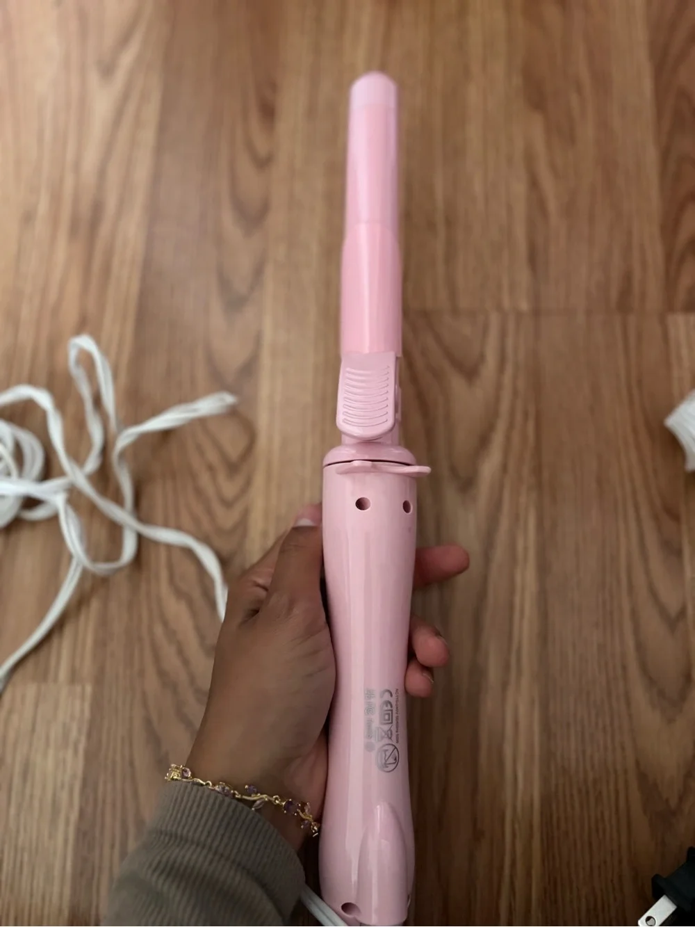 Pink Ceramic Curling Wand - Women Hair Styling